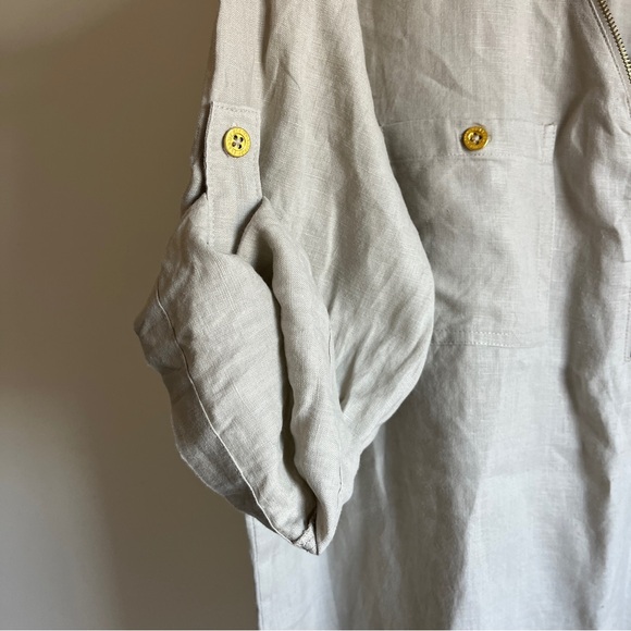 Company Ellen Tracy Tunic Top Linen Zip 3/4 Sleeves Sandstone Beige Size Large - Picture 4 of 8